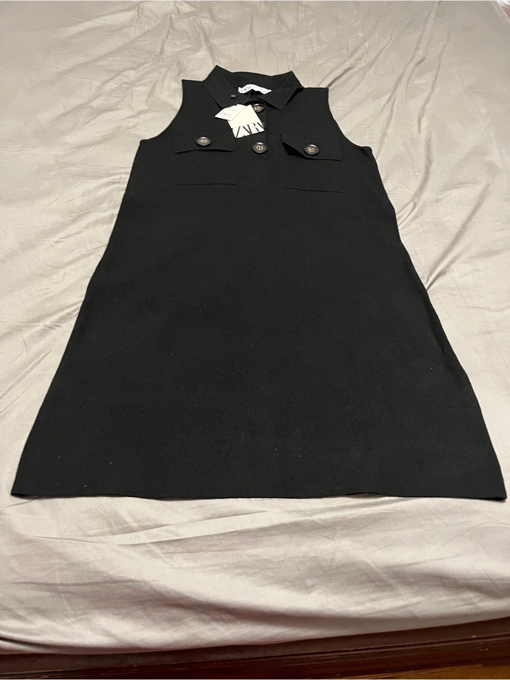 Zara Black Sleeveless Polo Dress